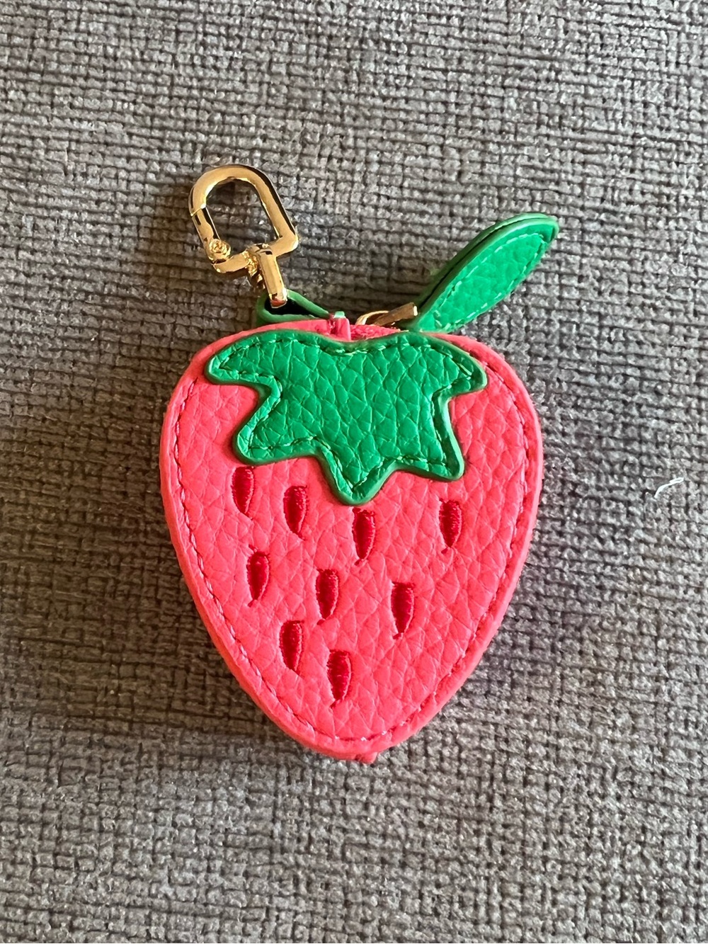 Strawberry Coin Pouch Keychain - Pink & Green